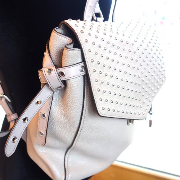 Michael Kors Studded Bristol calfskin backpack Pearl Grey - Picture 3 of 15